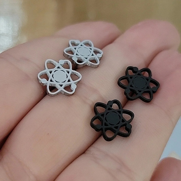 Atom Diagram Stud Earrings, choice of color - Picture 5 of 6
